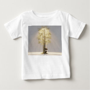Camiseta Para Bebê Panda Minúsculo Dentro da Flor de Lótus Dewy