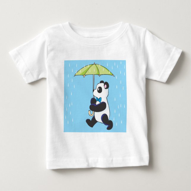 Camiseta Para Bebê Panda na chuva (Frente)