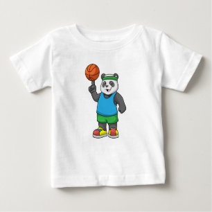 Camiseta Para Bebê Panda no Esporte com Basquete