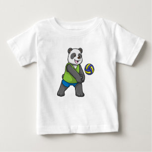 Camiseta Para Bebê Panda no Esporte com Voleibol