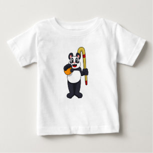 Camiseta Para Bebê Panda no Hockey com Taco de Hóquei