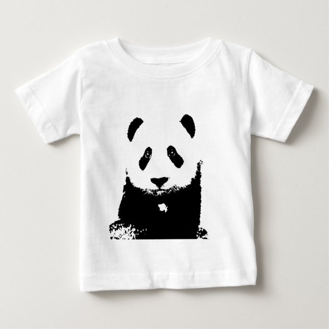 Camiseta Para Bebê Panda Preta e Branca (Frente)