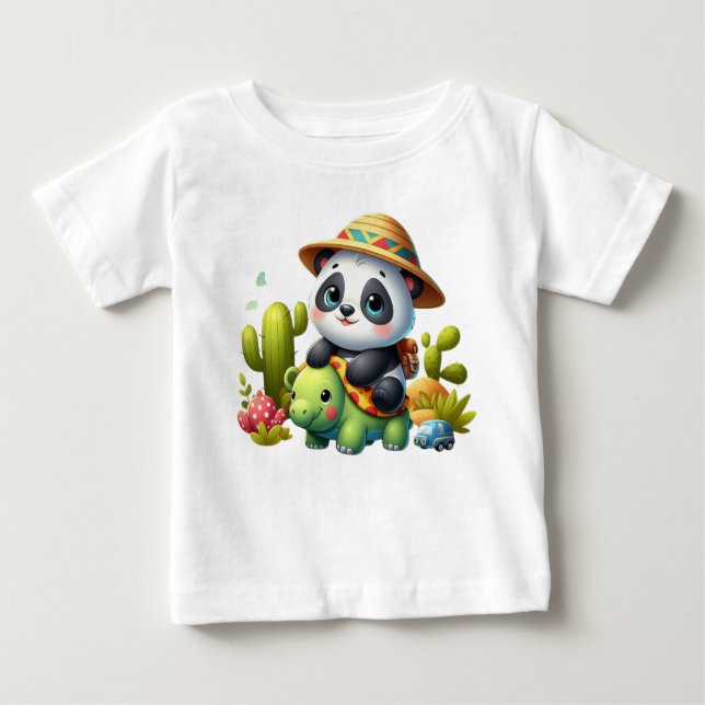 Camiseta Para Bebê Panda sobre Safari Baby Adventure Tee (Frente)