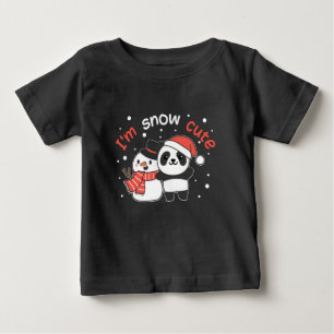 Camiseta Para Bebê Panda, sou Snow Cute Snowman Snowman Pun
