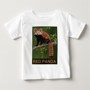 Camiseta Para Bebê Panda vermelha