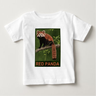 Camiseta Para Bebê Panda vermelha