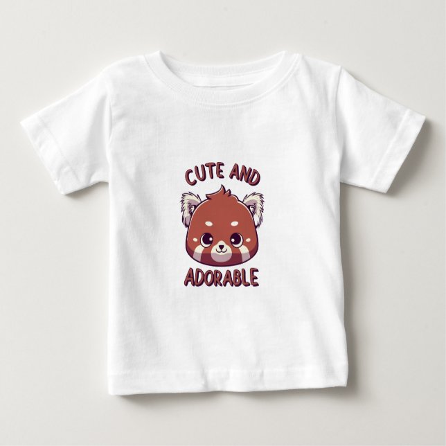 Camiseta Para Bebê Panda Vermelha Bonita e Adorável (Frente)