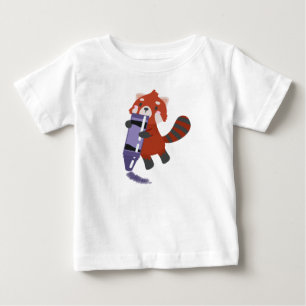 Camiseta Para Bebê Panda Vermelha com Crayon
