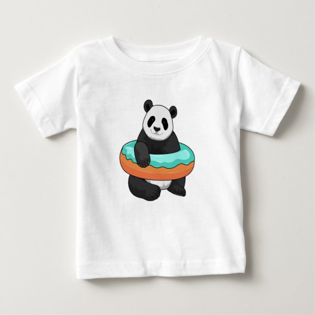 Camiseta Para Bebê Panda with Donut (Frente)