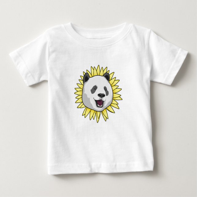 Camiseta Para Bebê Panda with Sunflower (Frente)