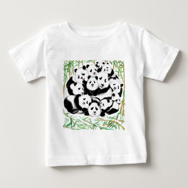 Camiseta Para Bebê Pandas Baby T-Shirt Family Panda (Frente)