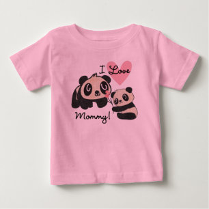 Camiseta Para Bebê Pandas Eu Amo Mamãe