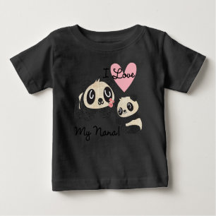 Camiseta Para Bebê Pandas I Love My Nana Baby Raglan T shirt