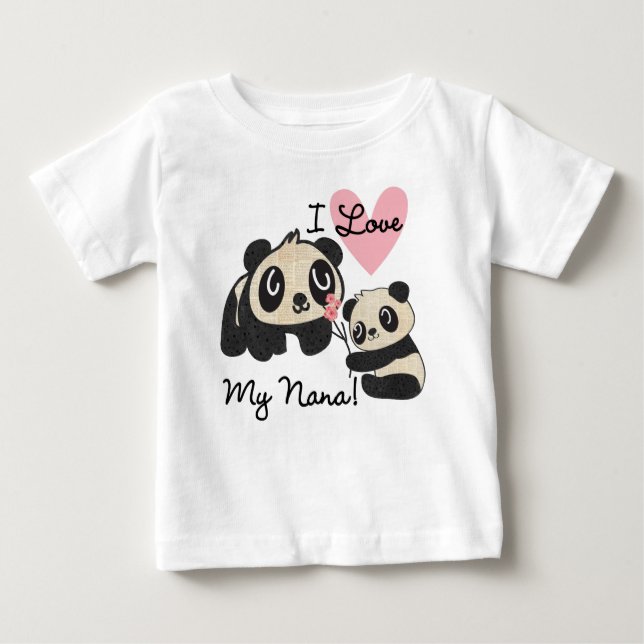 Camiseta Para Bebê Pandas I Love My Nana Baby Tutu (Frente)