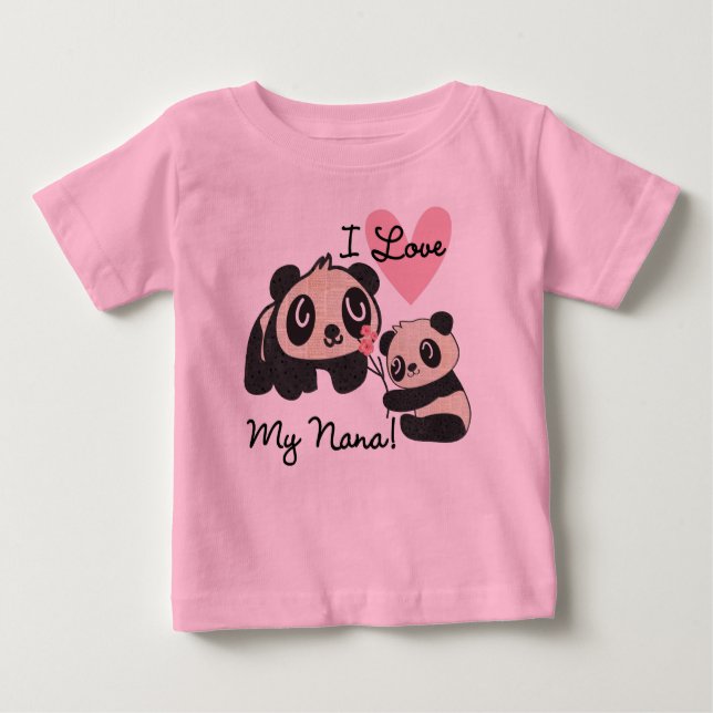 Camiseta Para Bebê Pandas I Love My Nana Toddler Fleece Sweshirt (Frente)