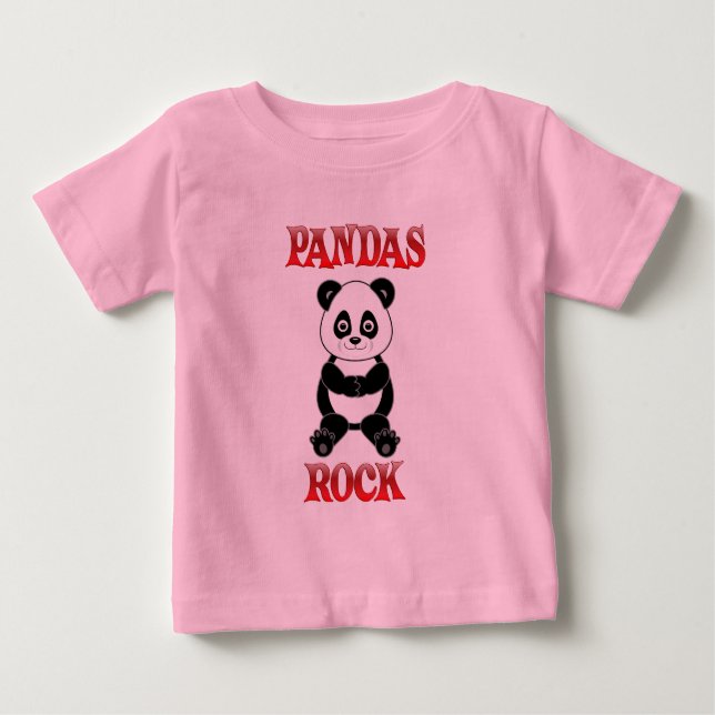 Camiseta Para Bebê Pandas Rock (Frente)