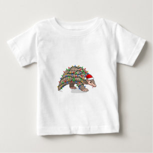 Camiseta Para Bebê Pangolim de Natal Homem Manis Chapéu de Papai Noe
