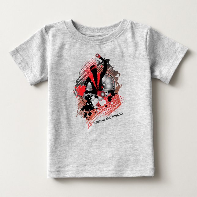 Camiseta Para Bebê Panman do Carnaval abstrato em Branco Vermelho e P (Frente)