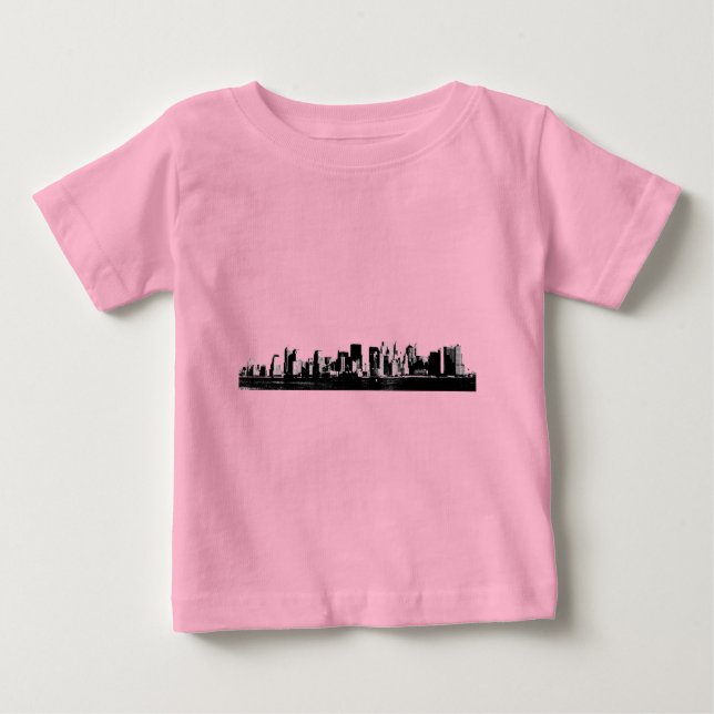 Camiseta Para Bebê Panorâmica Nova York (Frente)