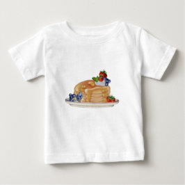 Camiseta Para Bebê Panquecas Desenhadas à Mão Frutas Vermelhas Comida