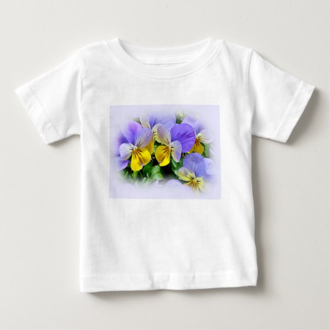 Camiseta Para Bebê Pansias - Amarelo roxo para as asas (Frente)