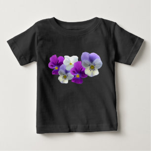 Camiseta Para Bebê Pansias brancas e roxas Camiseta bebê