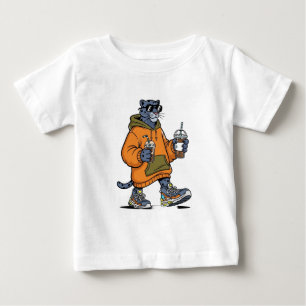 Camiseta Para Bebê Pantera de desenho animado óculos de sol