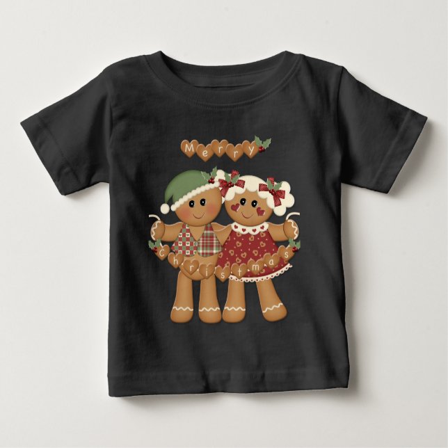 Camiseta Para Bebê Pão de Gengibre Natal (Frente)