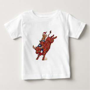 Camiseta Para Bebê Pão de gengibre Touro Texas Luz de Natal Cowboy