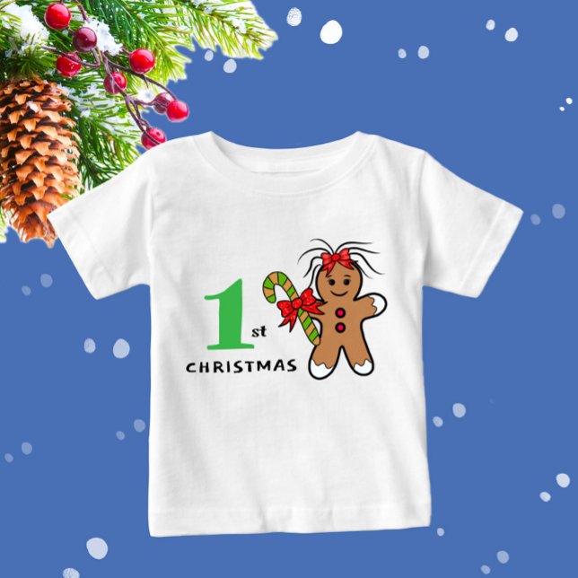 Camiseta Para Bebê Pão de Natal bonito Bebê Roupa de Bebê (Criador carregado)