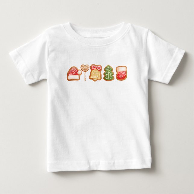 Camiseta Para Bebê Pão-pão Festivo Legal Trendência Natal (Frente)
