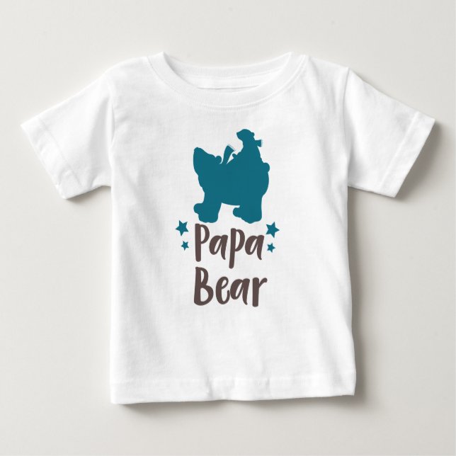 Camiseta Para Bebê Papá Urso, Urso, Urso Bonito, Urso Pequeno, Estrel (Frente)