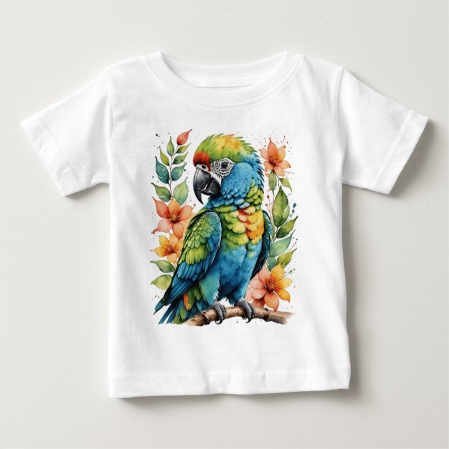 Camiseta Para Bebê Papagaio-colorido (Frente)