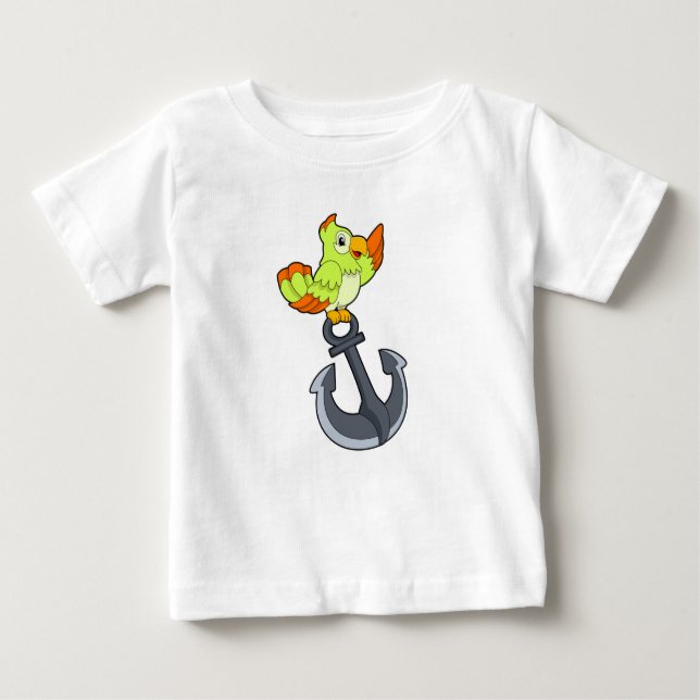 Camiseta Para Bebê Papagaio com Âncora (Frente)