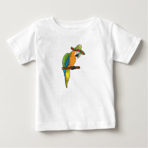 Camiseta Para Bebê Papagaio com chapéu de palha