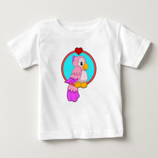 Camiseta Para Bebê Papagaio com Coração (Frente)