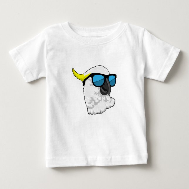 Camiseta Para Bebê Papagaio com óculos escuros (Frente)