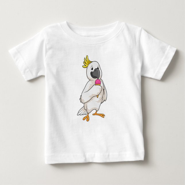 Camiseta Para Bebê Papagaio com sorvete Waffle (Frente)