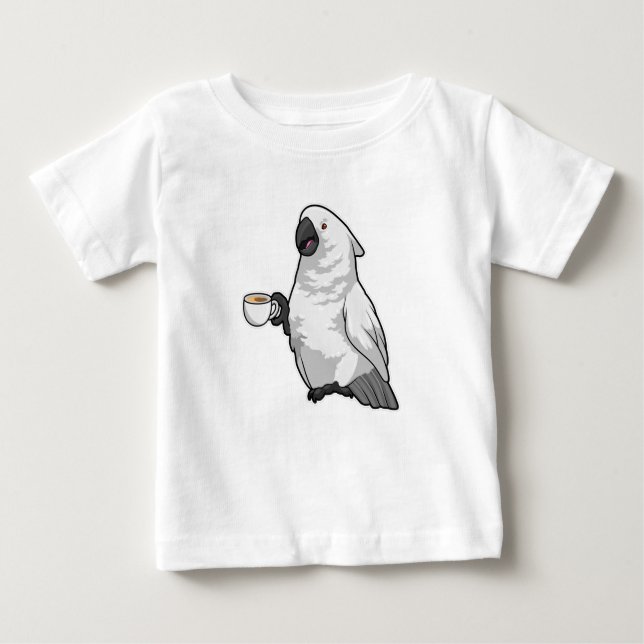 Camiseta Para Bebê Papagaio com Taça de Café (Frente)