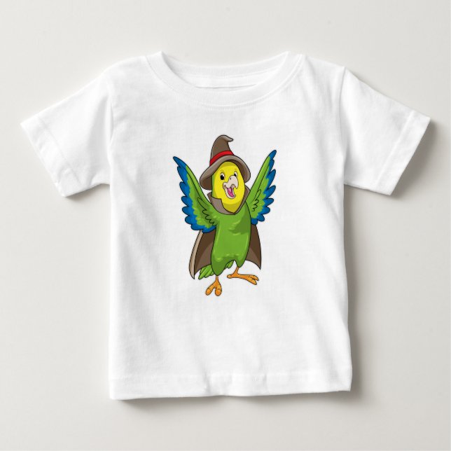 Camiseta Para Bebê Papagaio como assistente com chapéu (Frente)