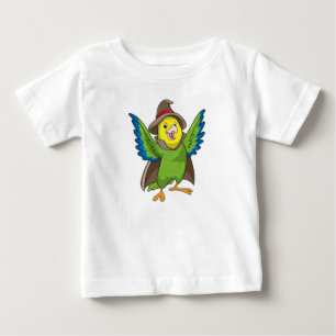 Camiseta Para Bebê Papagaio como Mago com Chapéu