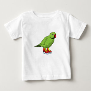 Camiseta Para Bebê Papagaio de gelo patinando com skates de gelo