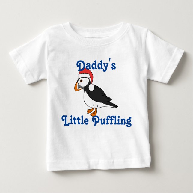 Camiseta Para Bebê Papagaio-do-mar do Natal com o chapéu vermelho do (Frente)