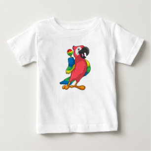 Camiseta Para Bebê Papagaio na Música com Maracas