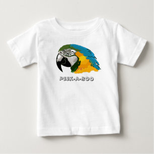 Camiseta Para Bebê Papagaio Peek-a-Boo