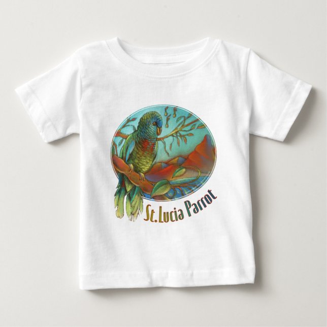 Camiseta Para Bebê Papagaio tropical de St Lucia (Frente)