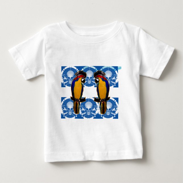 Camiseta Para Bebê Papagaios Piratas (Frente)