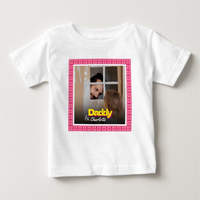 Camiseta Para Bebê Papai Bebê Menino Bebê Menina Filha Filho Foto Per (Frente)