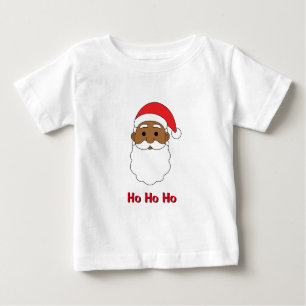 Camiseta Para Bebê Papai Noel Afro-Americano Família Ho Ho Ho Branca