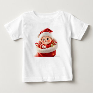 Camiseta Para Bebê Papai Noel Bebê Fofo – Presente de Natal Kawaii Ad